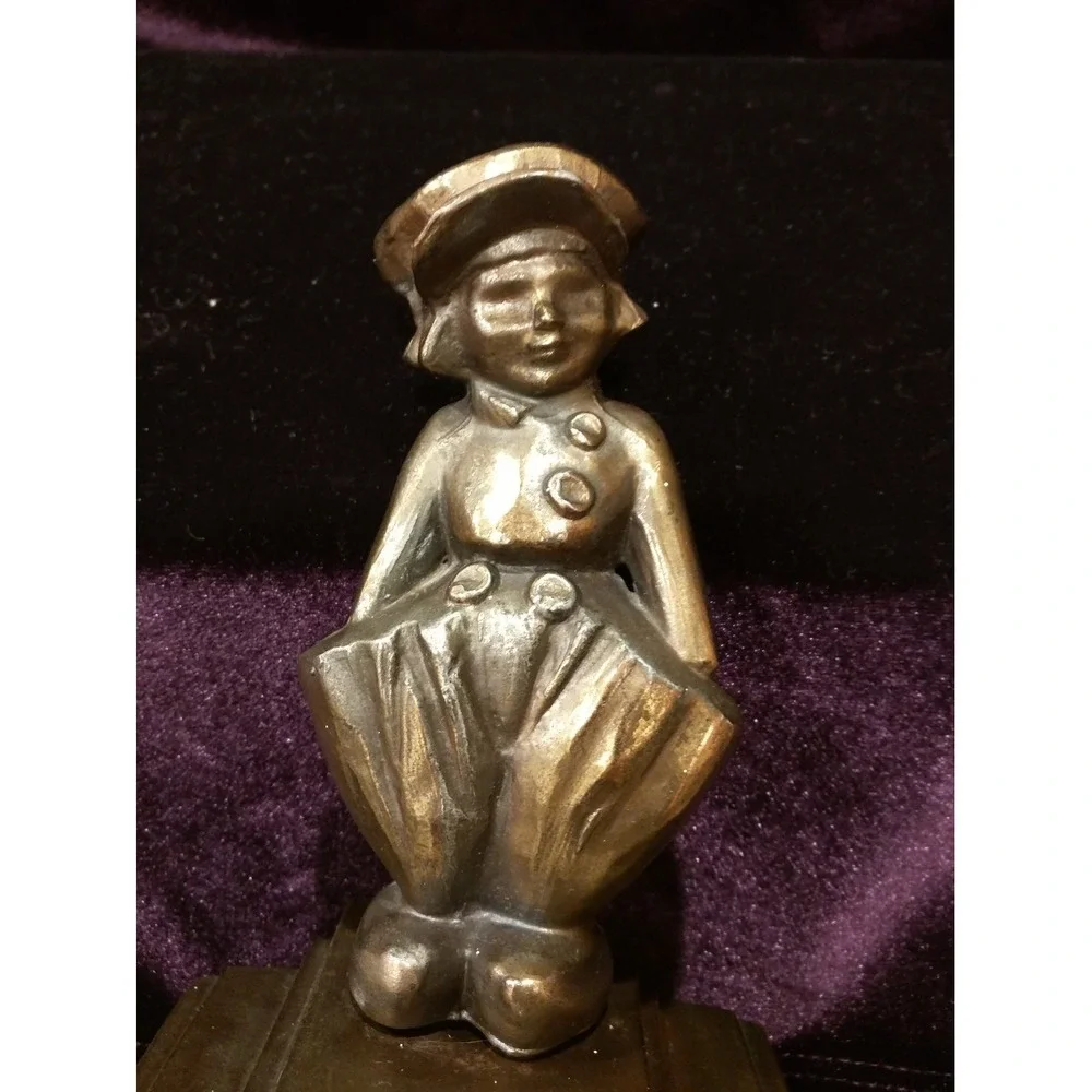 Vintage Metalic FRANKART Dutch Girl and Boy Bookends